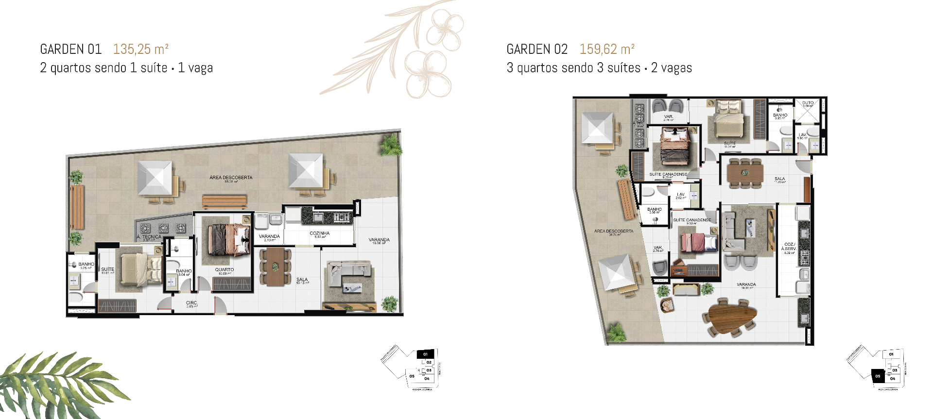 Plantas Garden 01 e Garden 02